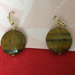 Tiger's eye earrings on gold vermeil hooks